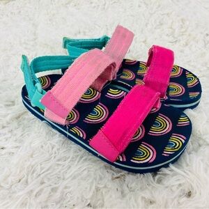 PACIFIC WAVE Colorful rainbow, print, Velcro Kids Sandals size 9-10